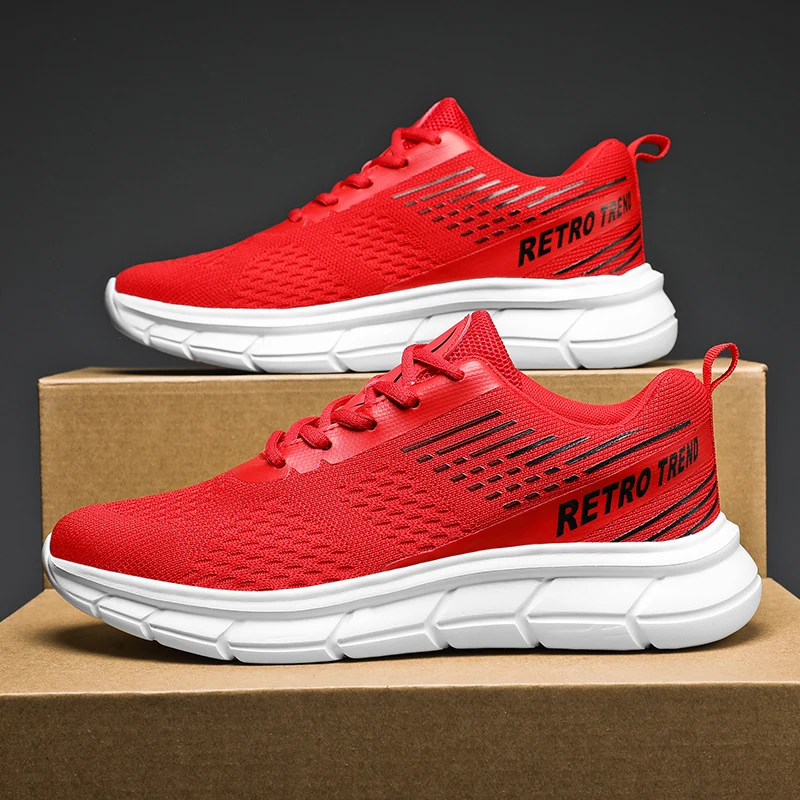 2024 Nuove Scarpe Da Corsa A Luce Rossa Per Uomo Sneakers In Mesh Traspirante Scarpe Sportive Quotidiane Per Camminare Tenis Masculino Plus Size 39-46