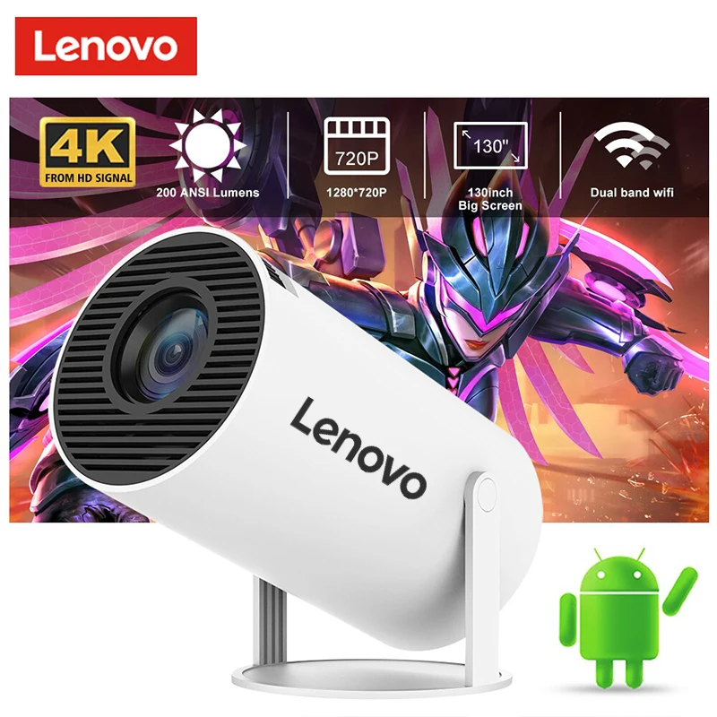 Lenovo Hy300 Nuovo Proiettore 4K Android 11 Wifi6 Bt5.0 1080P 1280*720P Home Theater Tv Screen Projecteur Proiettore Portatile Esterno