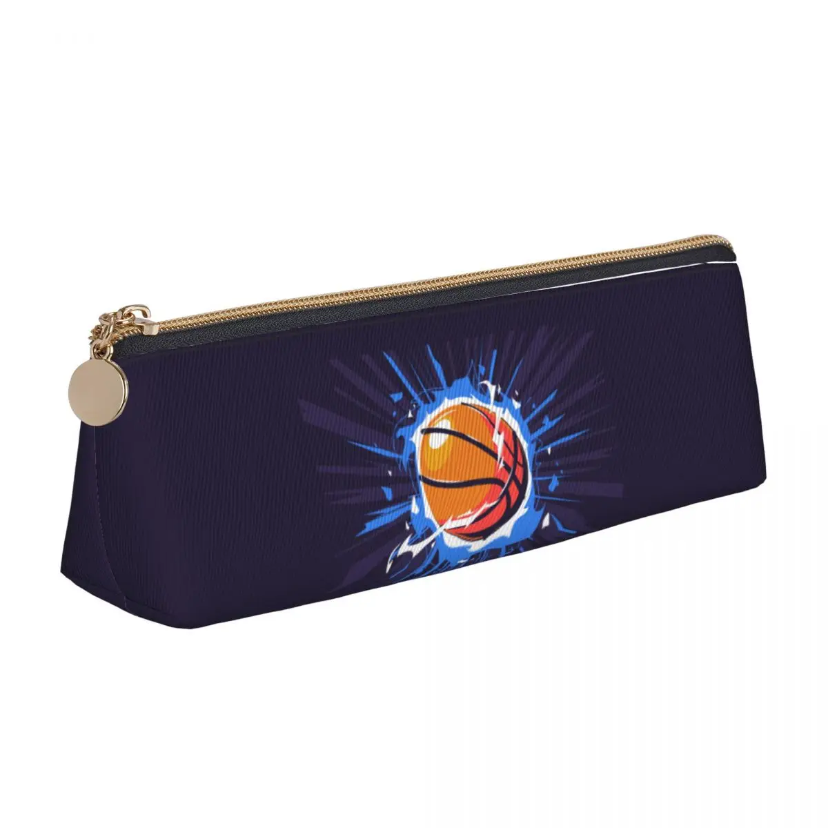 Burning Basketball Splat Pencil Case Cool Sport Back To School Pencil Case Pu Leather Girls Boys Astuccio Portatile Estetico