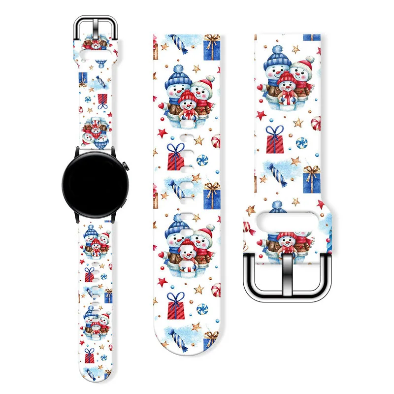 Cartoon Christmas Series 5 Cinturino In Silicone Stampato Per Huawei Gt Samsung Fb-Versa Watch 22Mm 20Mm Accessori Per Braccialetti Con Cinturino