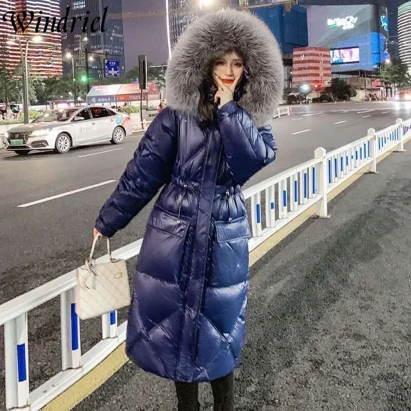 Windriel Giacche Invernali Impermeabili Donna Slim Fashion Glossy Snow Wear Warm Parka Nuovo Abbigliamento Lungo Imbottito In Cotone Xs-Xl
