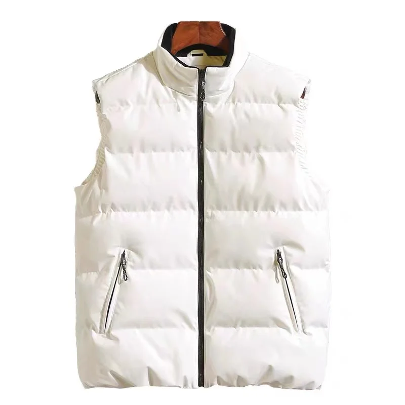 Gilet Invernale Da Uomo Bianco Di Grandi Dimensioni Giubbotto Senza Maniche In Cotone Imbottito Solido Di Qualità Gilet Maschile Gilet Imbottito Homme