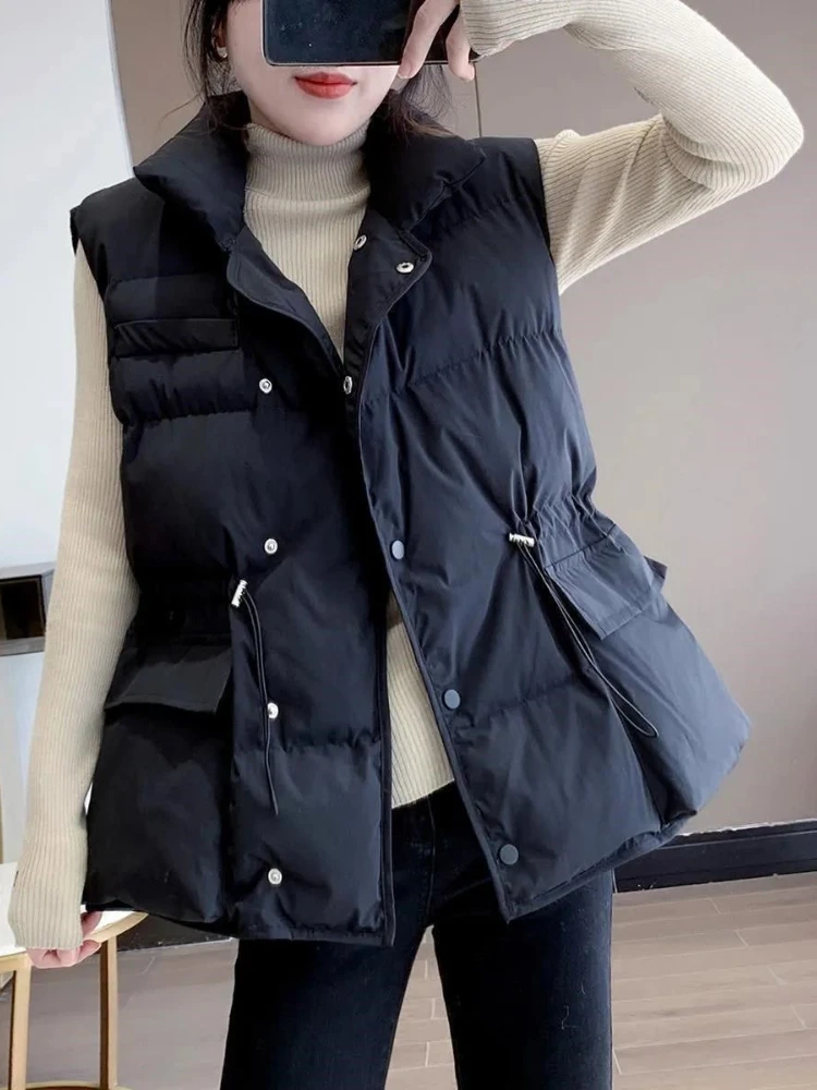Giacca Invernale Da Donna Gilet Casual Caldo Top Imbottito Gilet Imbottito Giacca Senza Maniche Cappotto Casual Retrò Parka