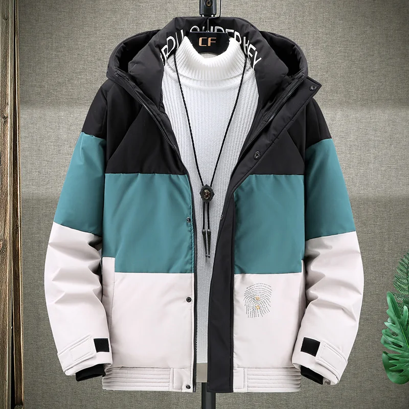 2022 Addensare Caldo Piumino Da Uomo Con Cappuccio Parka Cappotti Uomo Inverno Outwear Casual Patchwork Piumino Moda Piumino 3Xl