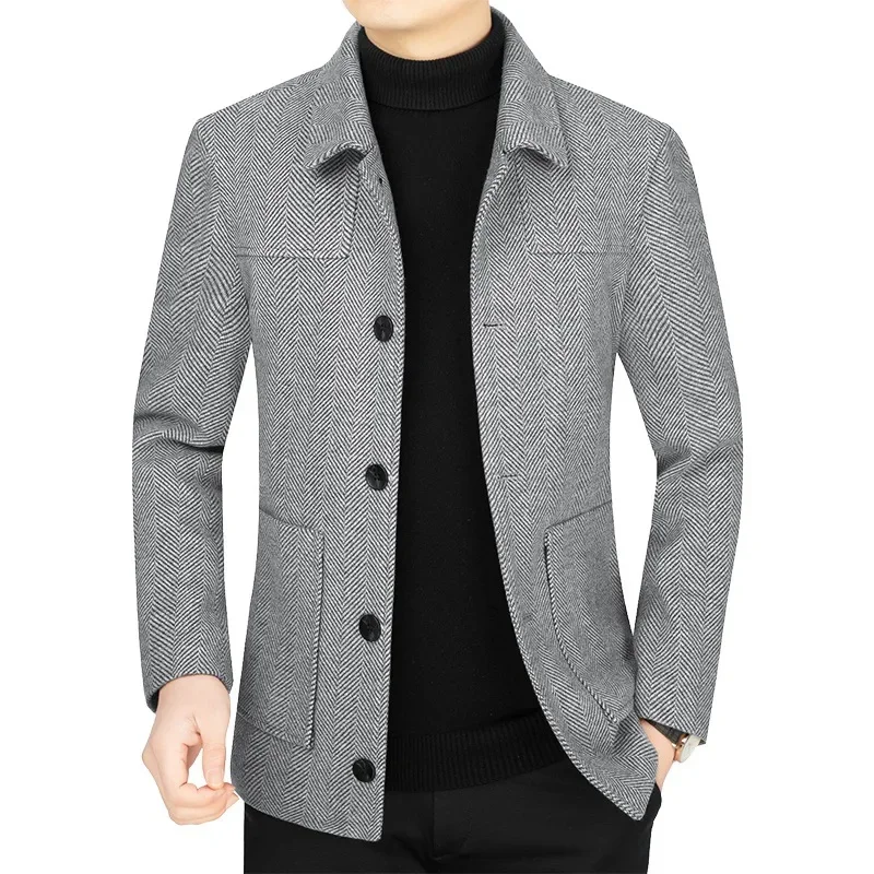 Uomo Blazer In Cashmere Abiti Giacche Miscele Di Lana Alta Qualità Nuovo Maschio Business Abiti Casual Cappotti Blazer Cappotti Abbigliamento Uomo 4