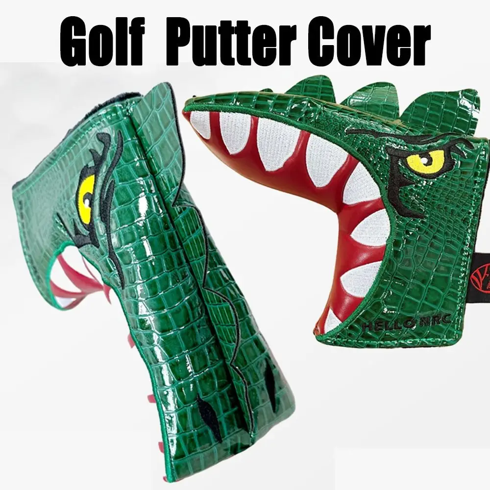 Tyrannosaurus Rex Golf Putter Cover Green Pu Leather Golf Clubs Head Covers Cartoon I-Shaped Putter Protector Headcovers
