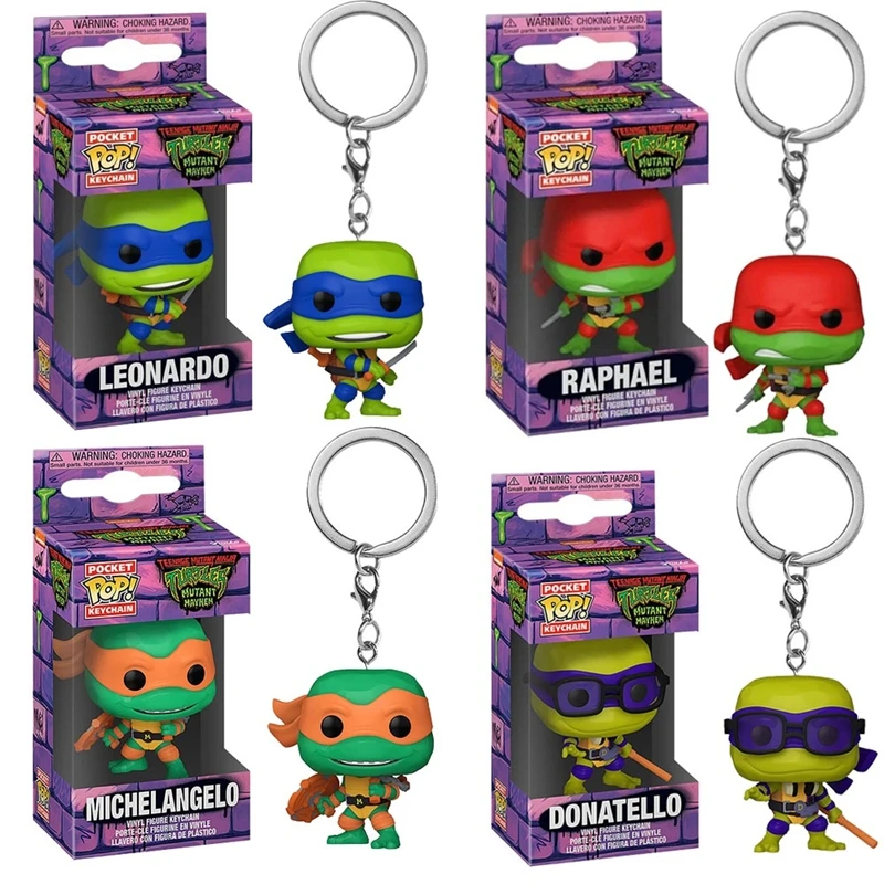 Funko Pop Pocket Turtles Tmnt Leonardo Portachiavi Raphael Sapphire Donatello Action Figure Giocattoli Accessori Portachiavi Regalo