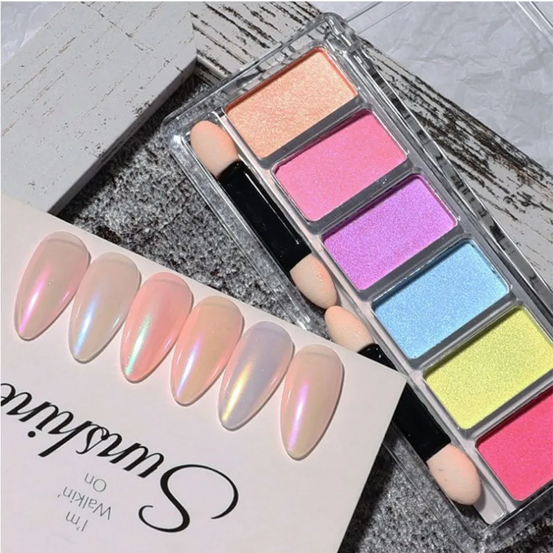 1 Scatola Aurora Solid Mirror Nail Powder Metallic Mirror Eyeshadow Manicure Glitter Dust Nails Uv Gel Polish Nail Art Chrome Pigment