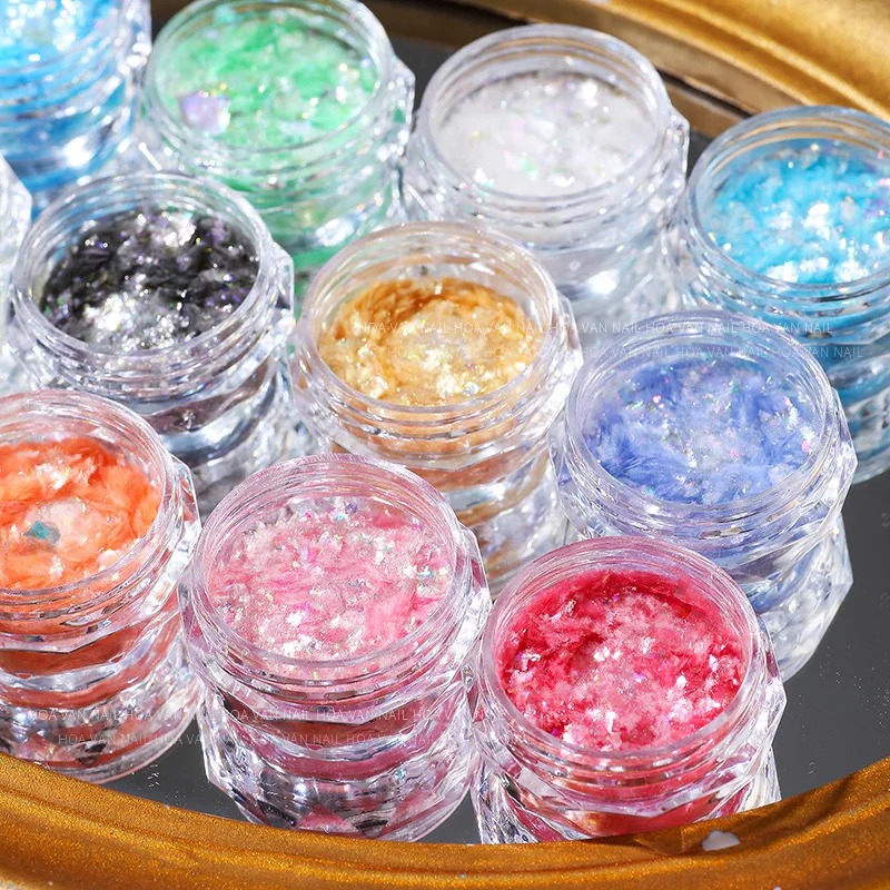 1 Pz Ultra-Sottile Nail Art Glitter Polvere Paillettes Aurora Opal Nail Art Decorazioni 12 Colori Manicure Nail Glitter Flakes
