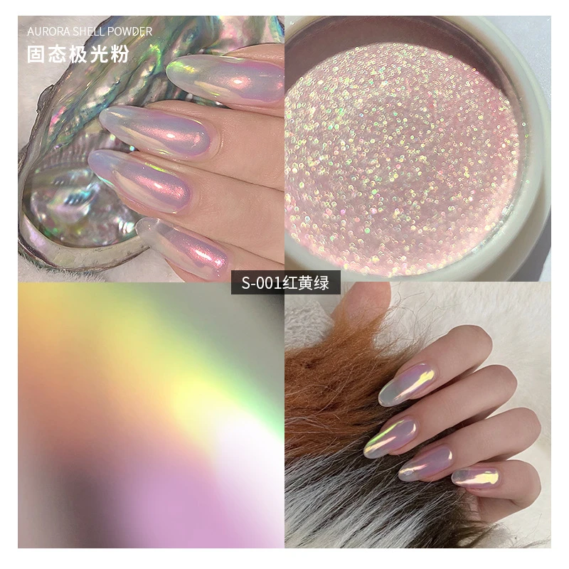 Solido Aurora Polvere Per Unghie Specchio Pigmento Decorazioni Per Nail Art Arcobaleno Laser Sinfonia Fata Polvere Decorazioni Per Nail Art Manicure