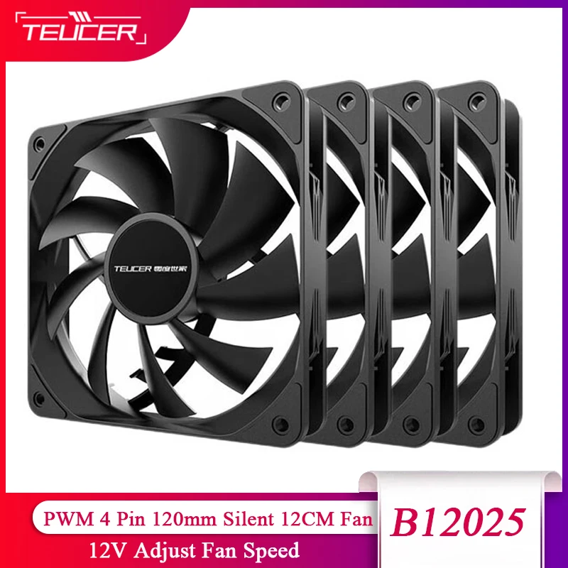 Teucer Pc Computer Case Fan Pwm 4 Pin 120Mm Silenzioso 12Cm Ventola Di Raffreddamento Cpu Ventola Di Raffreddamento Ventola Di Raffreddamento Del Radi