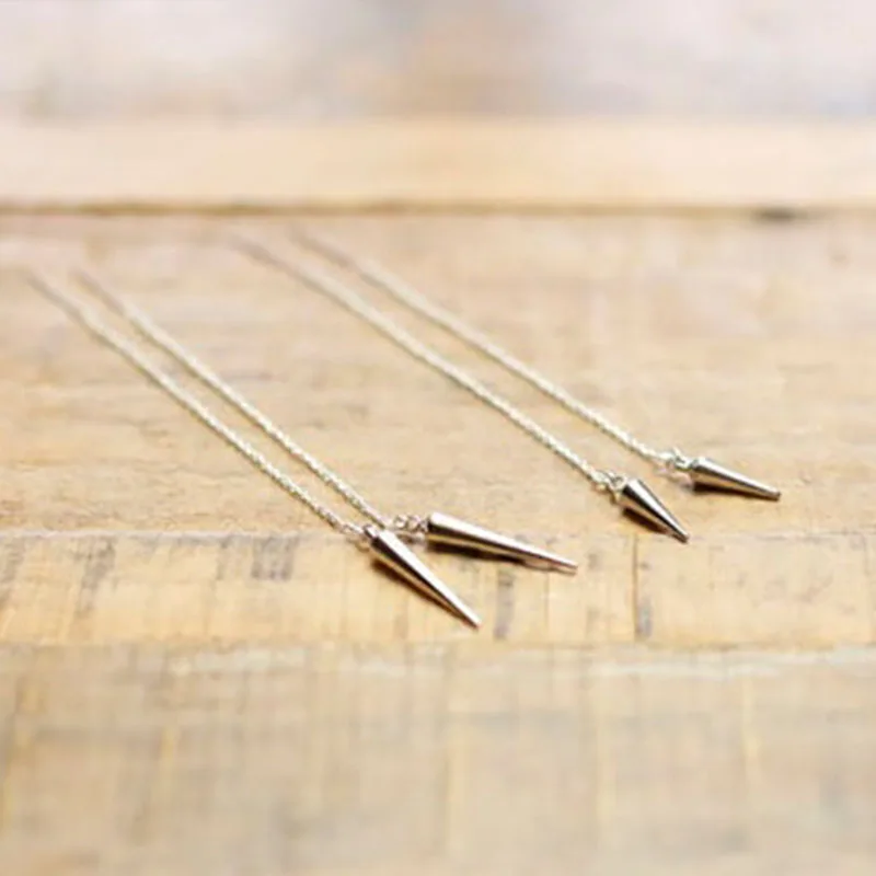 Orecchini A Punta In Argento Orecchini Con Infilatore In Argento Orecchini Pendenti In Argento Lunghi Gioielli Minimali Orecchini A Punta In Oro Rosa