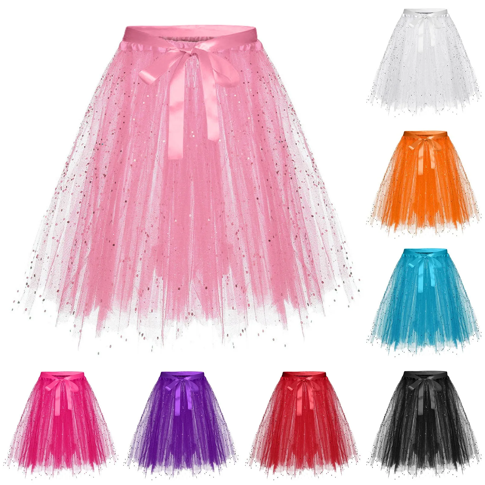 Gonna Sottoveste Gonna Donna Maglia Pieghettata Tulle Sottoveste Tutu Puffy Party Gonna Cosplay Donna Mardi Gras Party Dress Up Costumi
