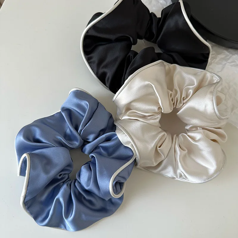 Coreano Donna Grande Elegante Elastico In Raso Fascia Per Capelli Tinta Unita Scrunchies Cravatte Per Capelli Donna Coda Di Cavallo Tenere Accessori P