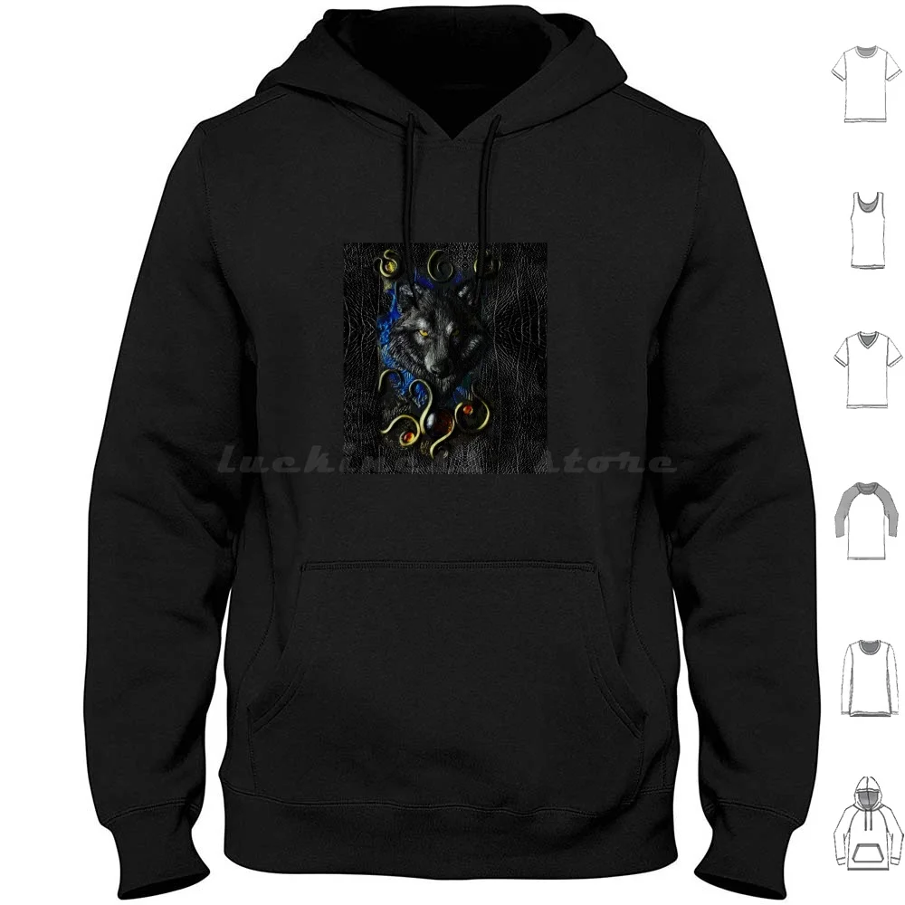 Magical Wolf Leather Texture Classic Hoodie Cotton Manica Lunga Wolf Toto Wolf Toto Wolff Nature Grey Wolf Animal Wolves