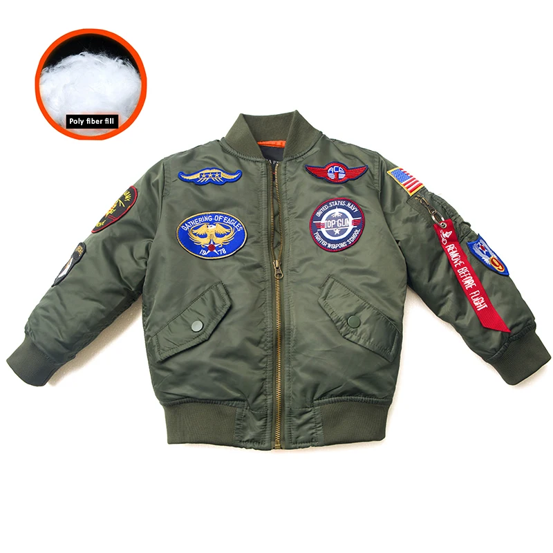 2-12 Yesars Topgun Patch Bambini Vestiti Invernali Ragazzi Ragazze Bambino Bambini Bambino Us Army Ma-1 Bomber Giubbotti Di Volo Cappotti