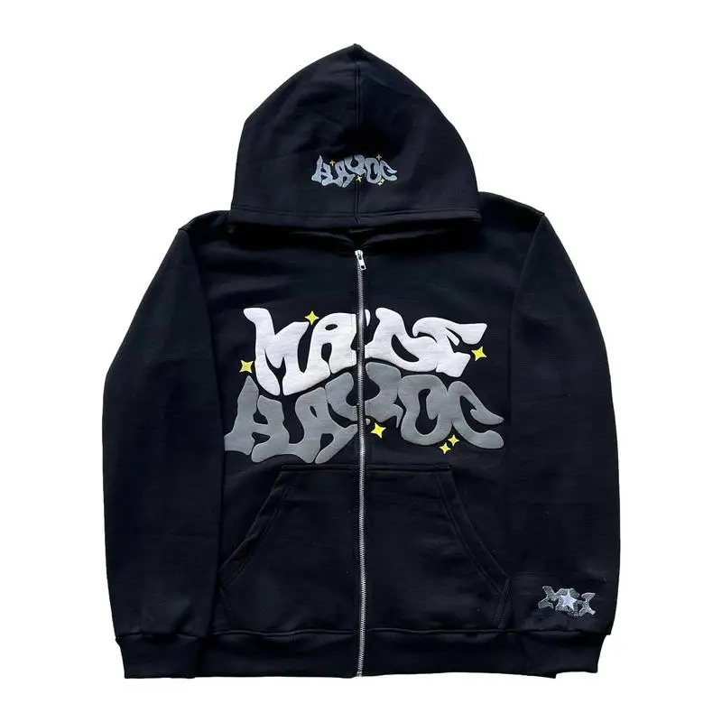 Felpe Con Cappuccio Da Donna Felpe Con Zip Frontale Con Zip Frontale Per Donna E Uomo Donna Hip-Hop Manica Lunga Graffiti Street Fashion Casual 3D