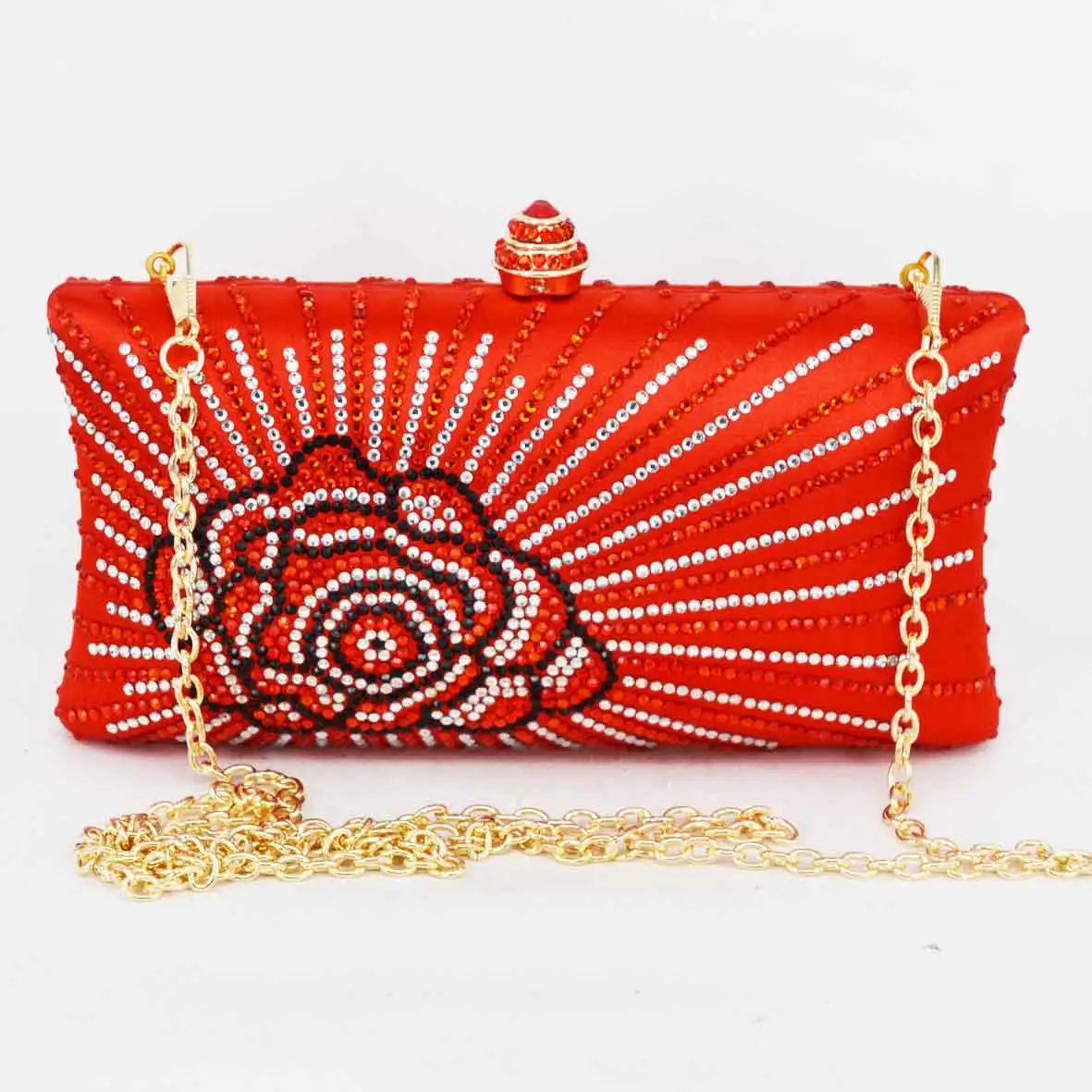 Khnmeet Fushcia Crystal Clutch Evening Bag Fashion Sparkly Cheap Diamond Wedding Party Clutch Banchetto Bag Soiree Pochette Purse