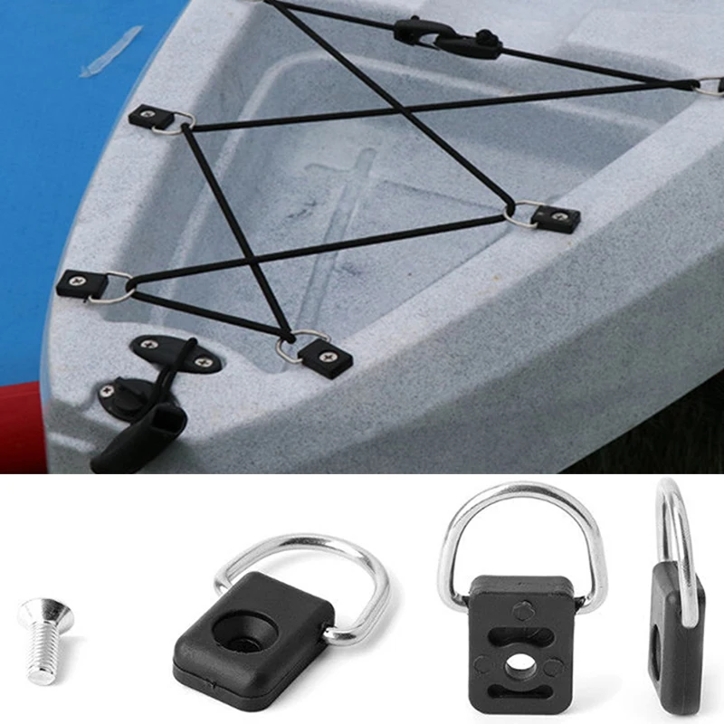 Alta Qualità 5 Pezzi Canoa Kayak D Ring Outfitting Fishing Rigging Bungee Kit Accessorio Nero Outdoor Kayak Boat Repair