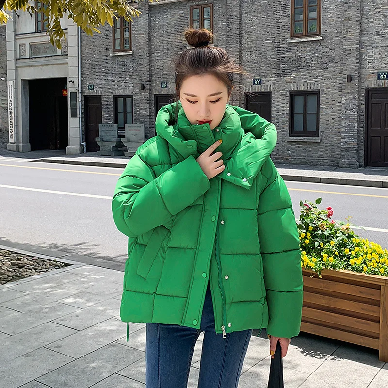 2023 New Winter Parka Studenti Giacca Imbottita In Cotone Donna Cappotti Corti Cappotto Allentato Con Cappuccio Addensare Vestiti Di Pane Cappotti Cal