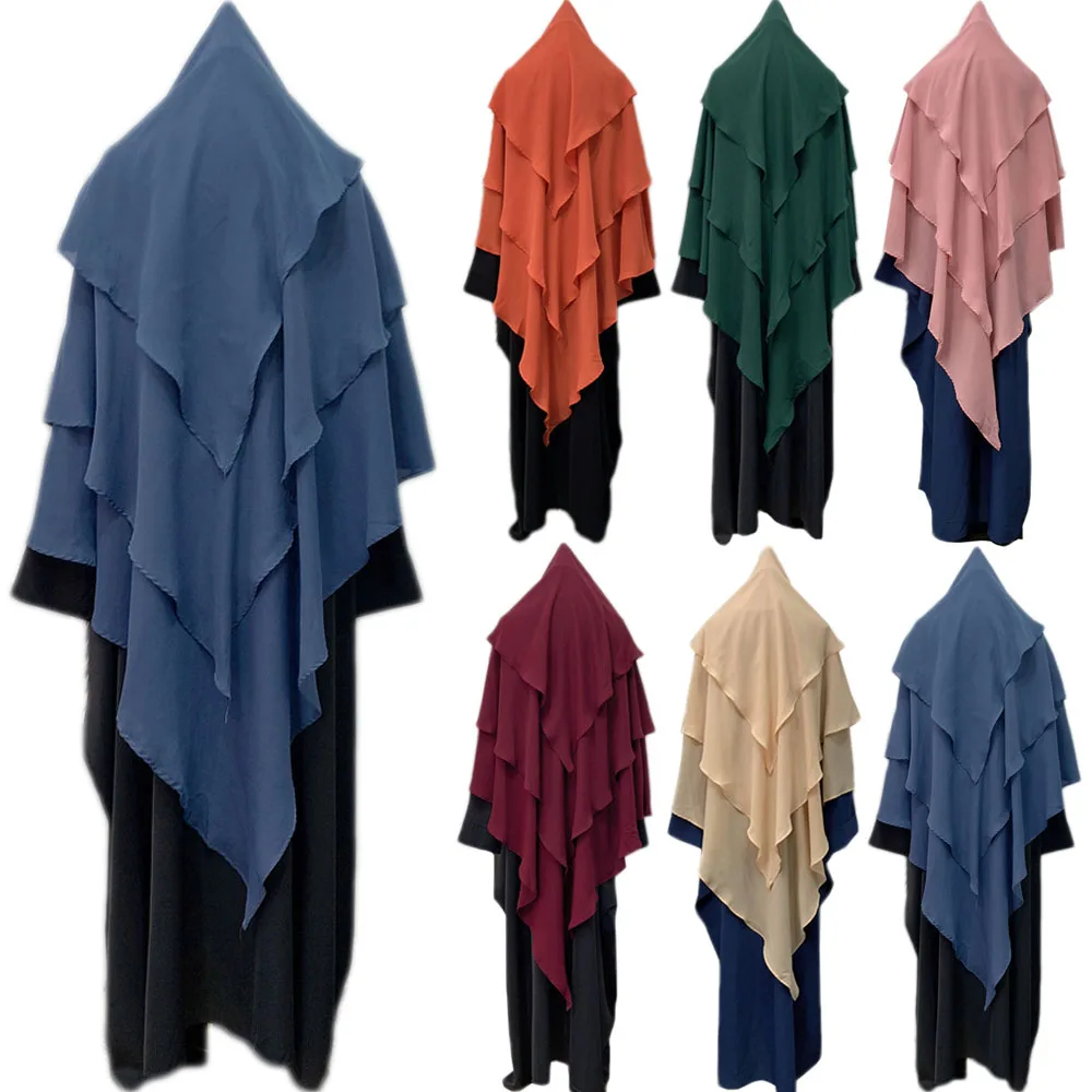 Dubai Turchia Chiffon Sciarpa Lunga Hijab Preghiera Indumento Khimar Donne Musulmane Niqab Vestiti Islamici Eid Ramadan Abaya Dress Caftano