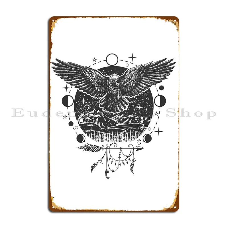 Raven Metal Sign Club Print Garage Club Wall Decor Party Club Tin Sign Poster