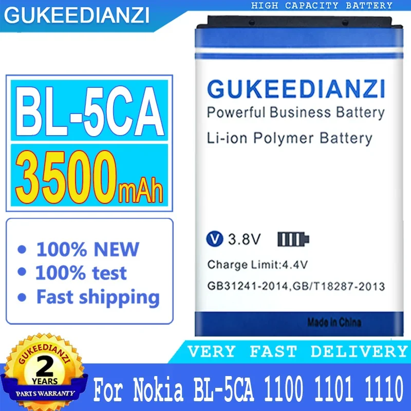 Batteria Gukeedianzi Bl-5Ca Per Nokia, 3500Mah, C2-01, C2-02, C2-03, C2-06, X2-01, 5130, 6230I, 1108, 1110, 1112, 1116, 120