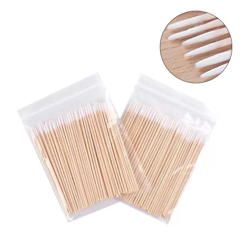 100 Pz Legno Tampone Di Cotone Cosmetici Trucco Permanente Salute Orecchio Gioielli Bastoncini Puliti Gemme Punta Sopracciglio Eyeliner Strumento Tatu