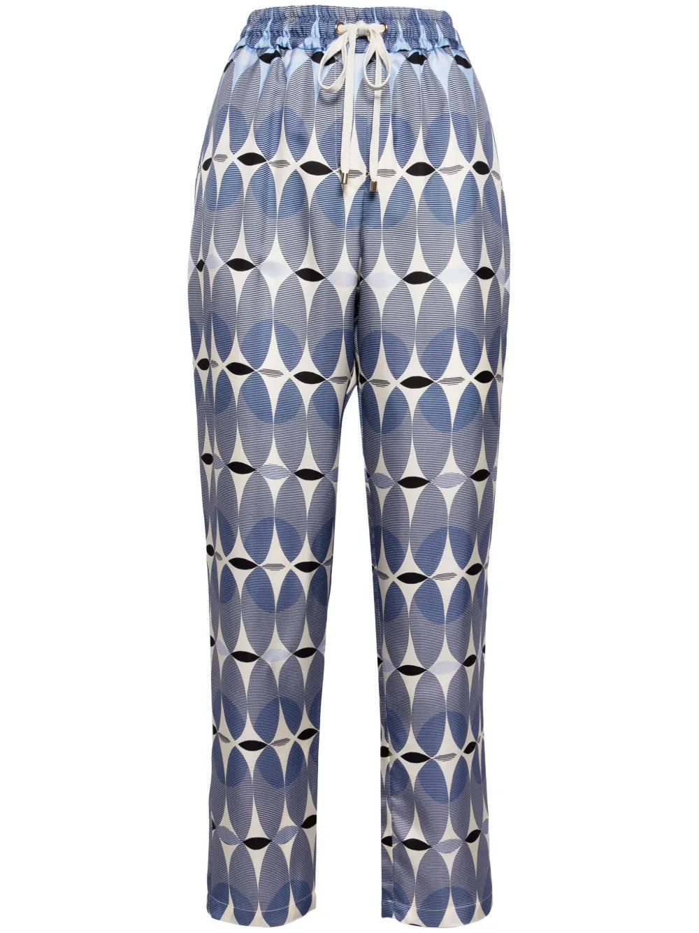 Lorena Antoniazzi graphic-print elasticated-waist silk trousers - Blu