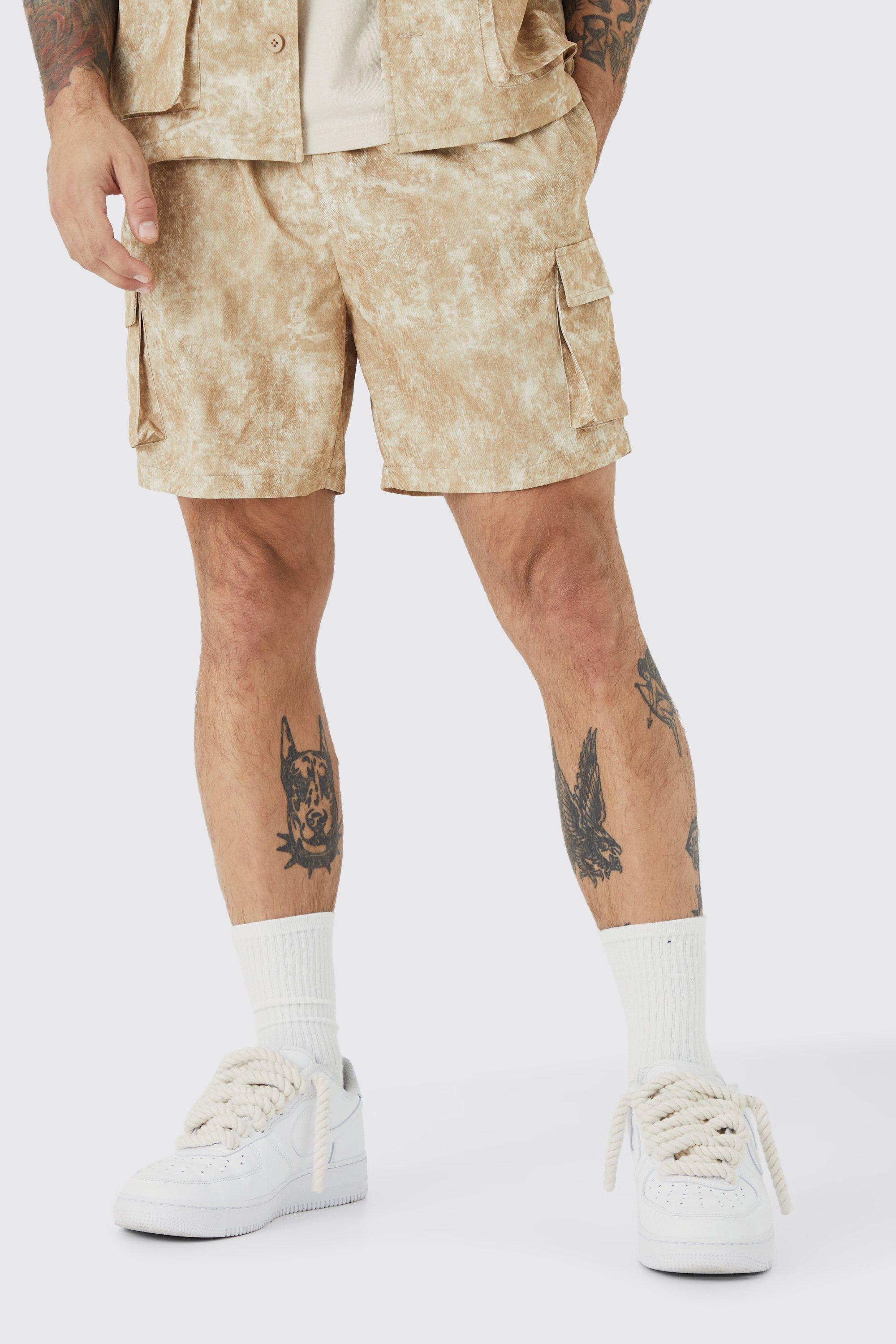 Elasticated Waistband Cargo Short, Beige