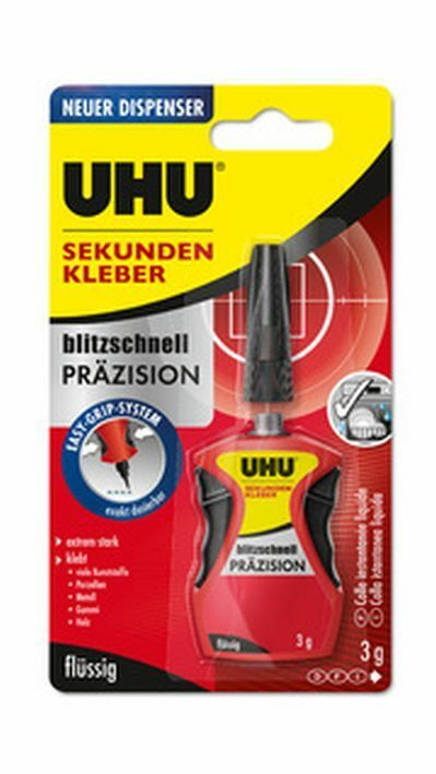 Uhu Sekundenkleber Kleber Flüssigkleber Blitzschnell Präzision 3G Tube