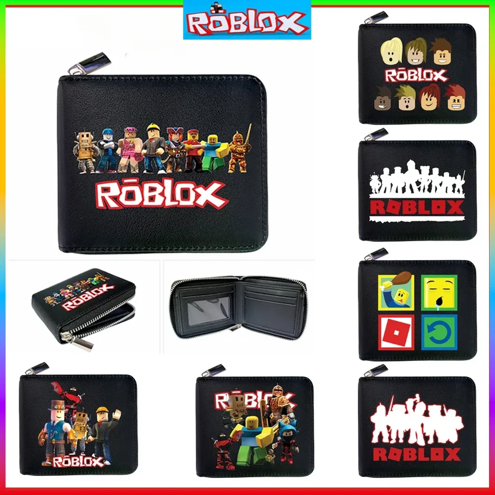 Cartoon Roblox Virtual World Game Zipper Pu Wallet Zero Wallet Coin Fold Portafoglio Corto Card Bag Giocattolo Per Bambini Regalo Di Natale