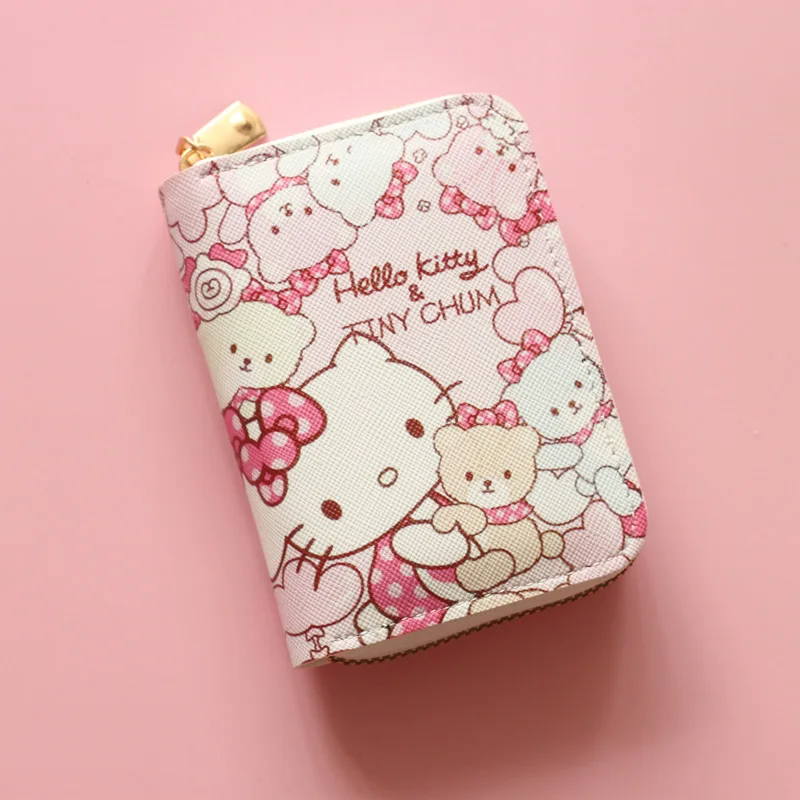 Sanrio Anime Hello Kitty Portafoglio Multi-Card Slot Card Holder Zip Portamonete Patente Di Guida Carta D'Identità Sacchetto Di Immagazzinaggio Di Cre