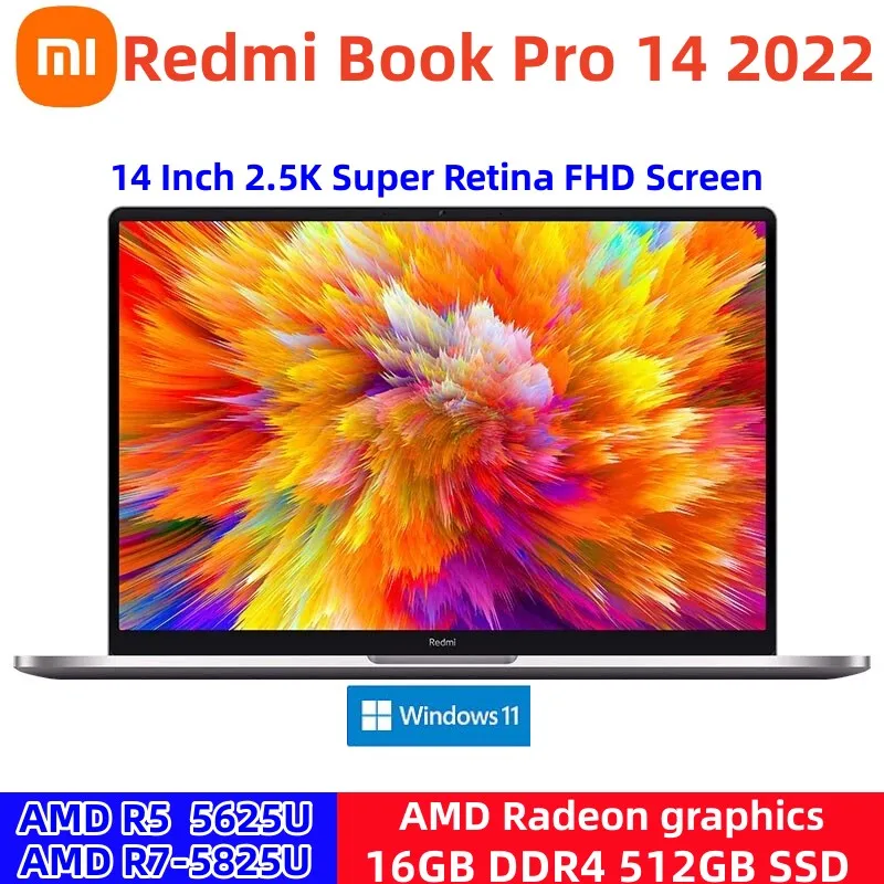 Xiaomi Redmibook Pro 14 Laptop 14 Pollici 2.5K Super Retina Schermo Fhd Amd R5 5625U 16Gb 512Gb Notebook Con Grafica Amd Radeon