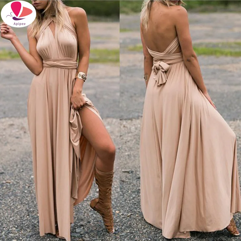 Abito Lungo Sexy Damigella D'Onore Formale Multi Way Wrap Convertibile Infinity Maxi Dress Navy Blue Hollow Out Party Bandage Vestidos