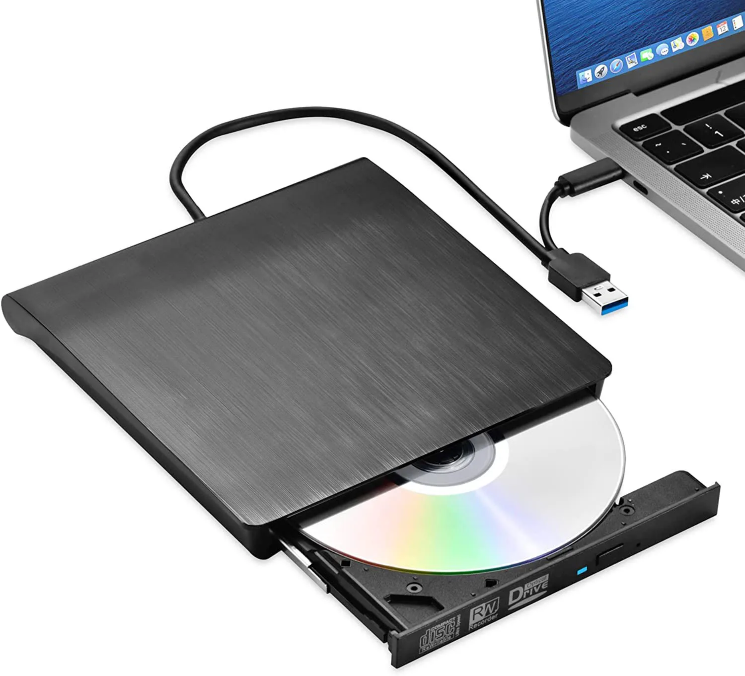 Unità Esterna Usb3.0 E Tipo C Bd-Rdl Dvd-Rw Cd Writer Combo Recorder Riproduci Video 3D One Touch Pop-Up Per Macbook Air M1 M2 Mac A1