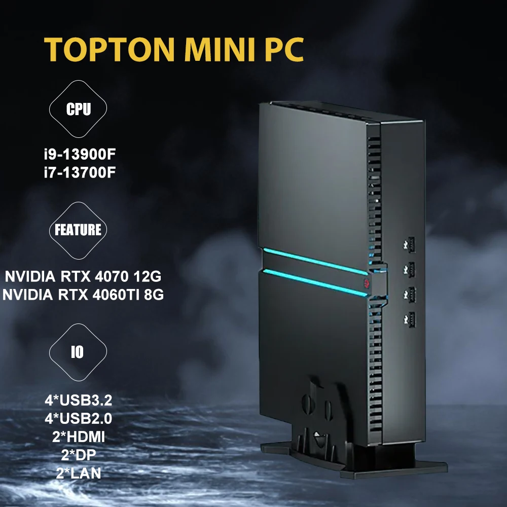 Super Deal Mini Gaming Pc 13Th Gen Intel Core I9-13900F I7-13700F Nvidia Rtx 4070 Scheda Grafica 12G Display 4*8K Gioca A 3A Game