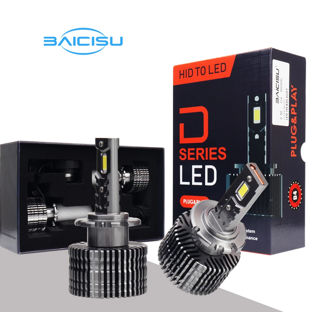 Baicisu D3S Led Headlights Hid D1S D2S D4S D5S D8S D1R D2R D3R Turbo Led 35000Lm Two-Sided Csp Chip 6500K 4300K 90W Plug&Play