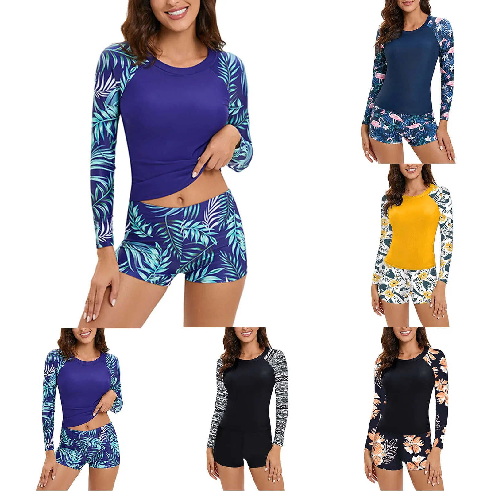 Costumi Da Bagno Donna Due Pezzi Per Donna Costumi Da Bagno Tankini Atletici Manica Lunga Rash Guard Costumi Da Bagno Donna Teen Swim Tops