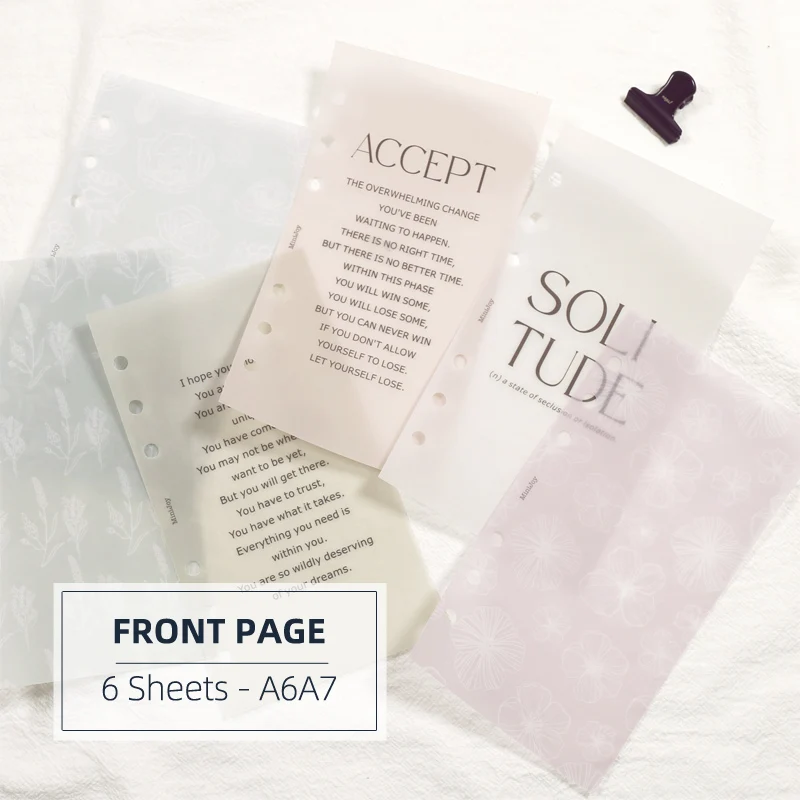 Mypretties 6 Fogli Modanature Di Base Ricariche Per Pagina Anteriore A6 A7 Carte Di Riempimento Per Quaderno Organizer Per Raccoglitori A 6 Fori N.140