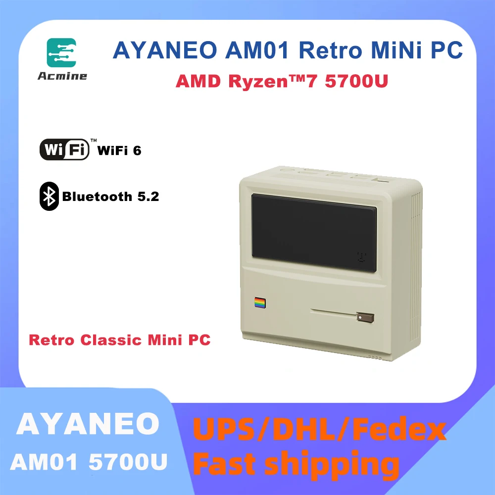 Ayaneo Am01 Amd Ryzen 7 5700U Gaming Office Retro Classic Mini Pc Dp Ddr4 Design Pc