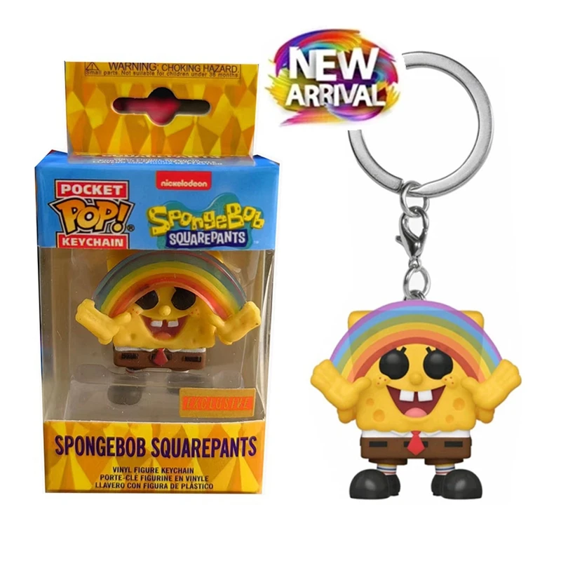 Vendita Calda Funko Pop! Portachiavi Anime: Spongebob Squarepants Spongebob Con Collezione Arcobaleno Ciondolo Action Figure Toys Con Scatola
