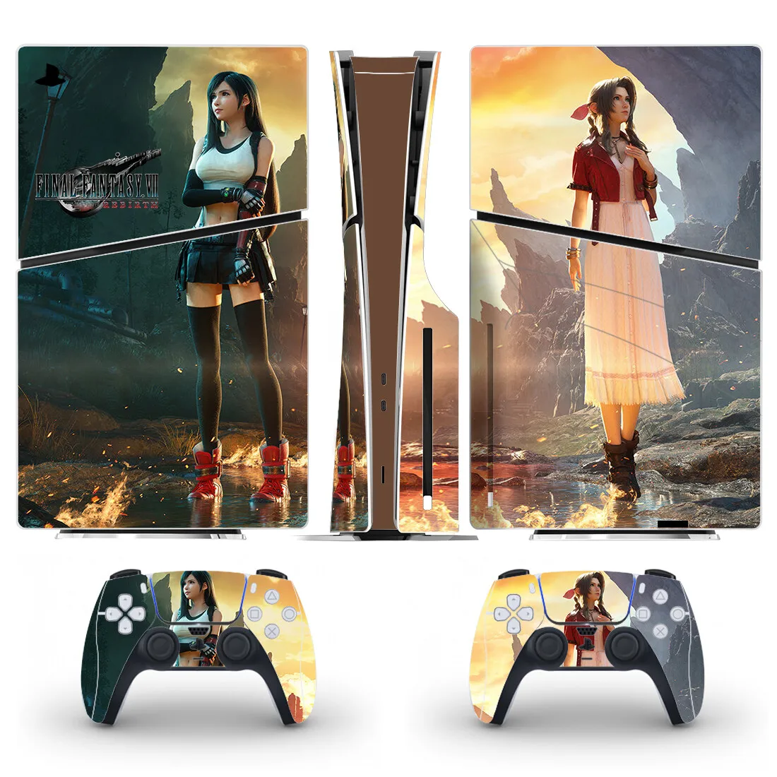 Game Final Fantasy 7 Rebirth Ps5 Slim Disc Skin Sticker Decalcomania Cover Per Console E 2 Controller Nuovo Vinile Ps5 Slim Disk Skin