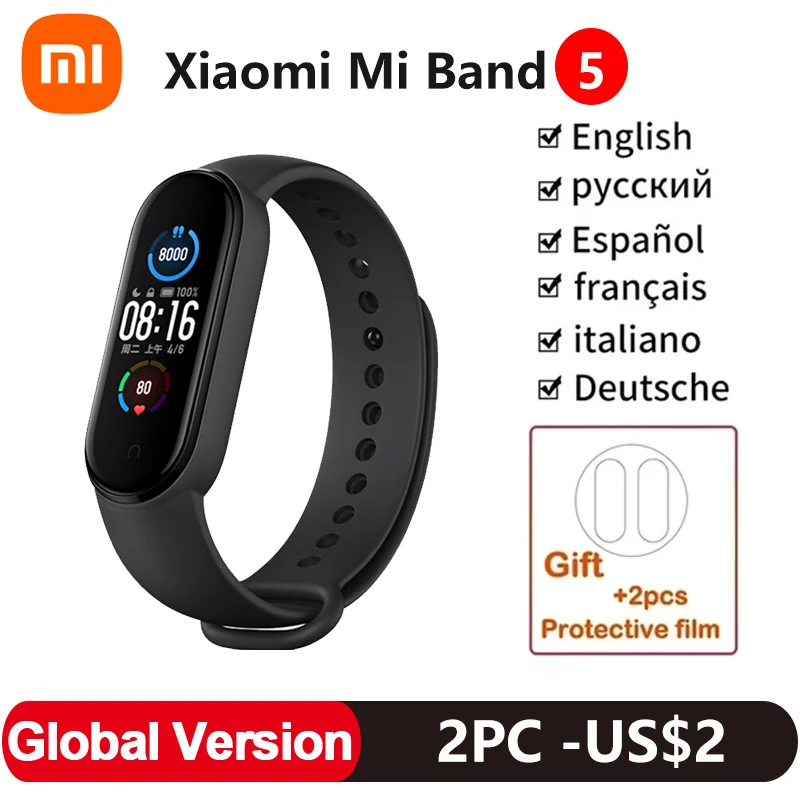 Versione Globale Xiaomi Mi Band 5 Smart Bracciale Schermo Oled Mi Band 5 Smart Band Fitness Traker Bluetooth Sport Fascia Impermeabile 6