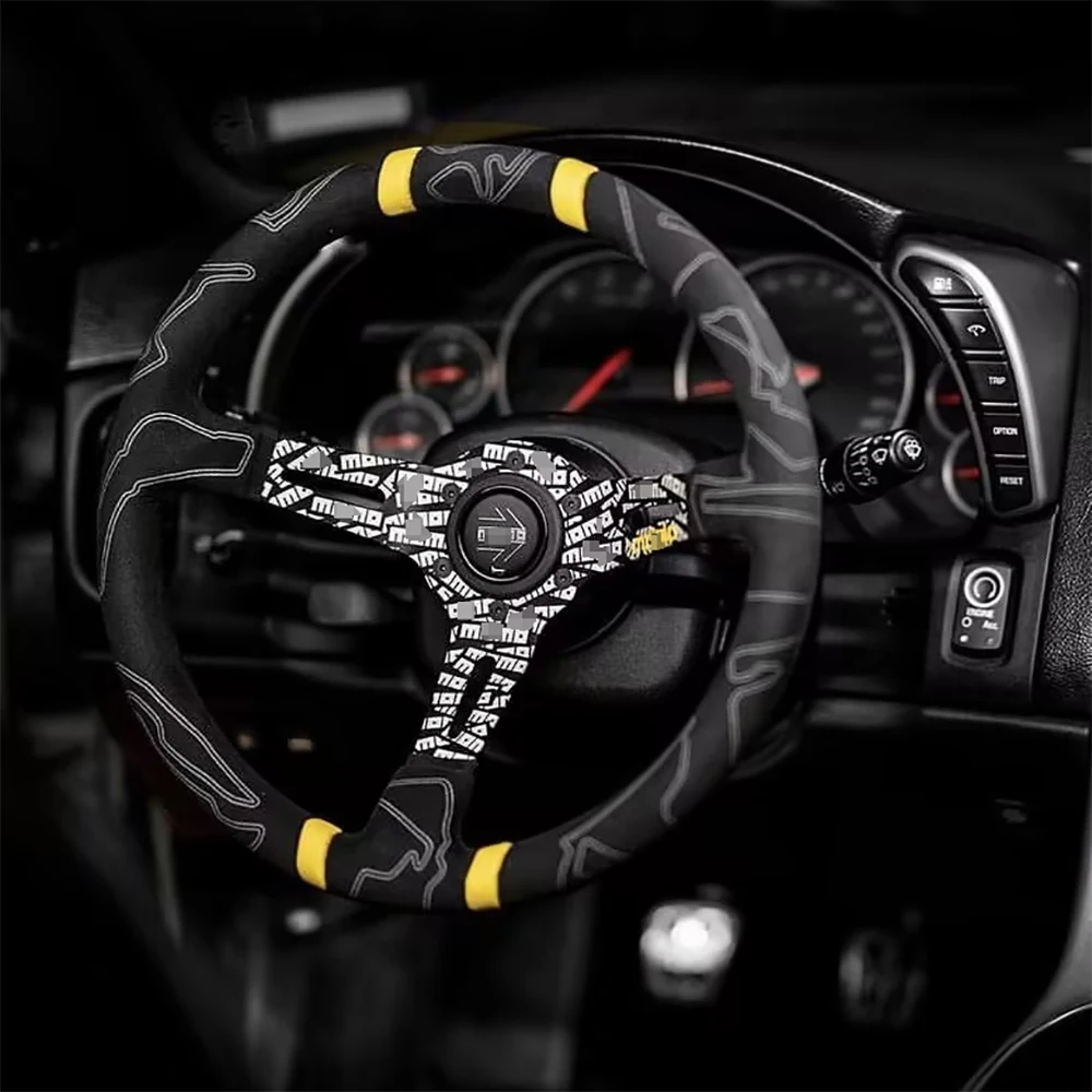 Alta Qualità Per Momo Volante Sportivo In Pelle Volante Da Corsa 350Mm 14 Pollici Volante In Pelle Scamosciata