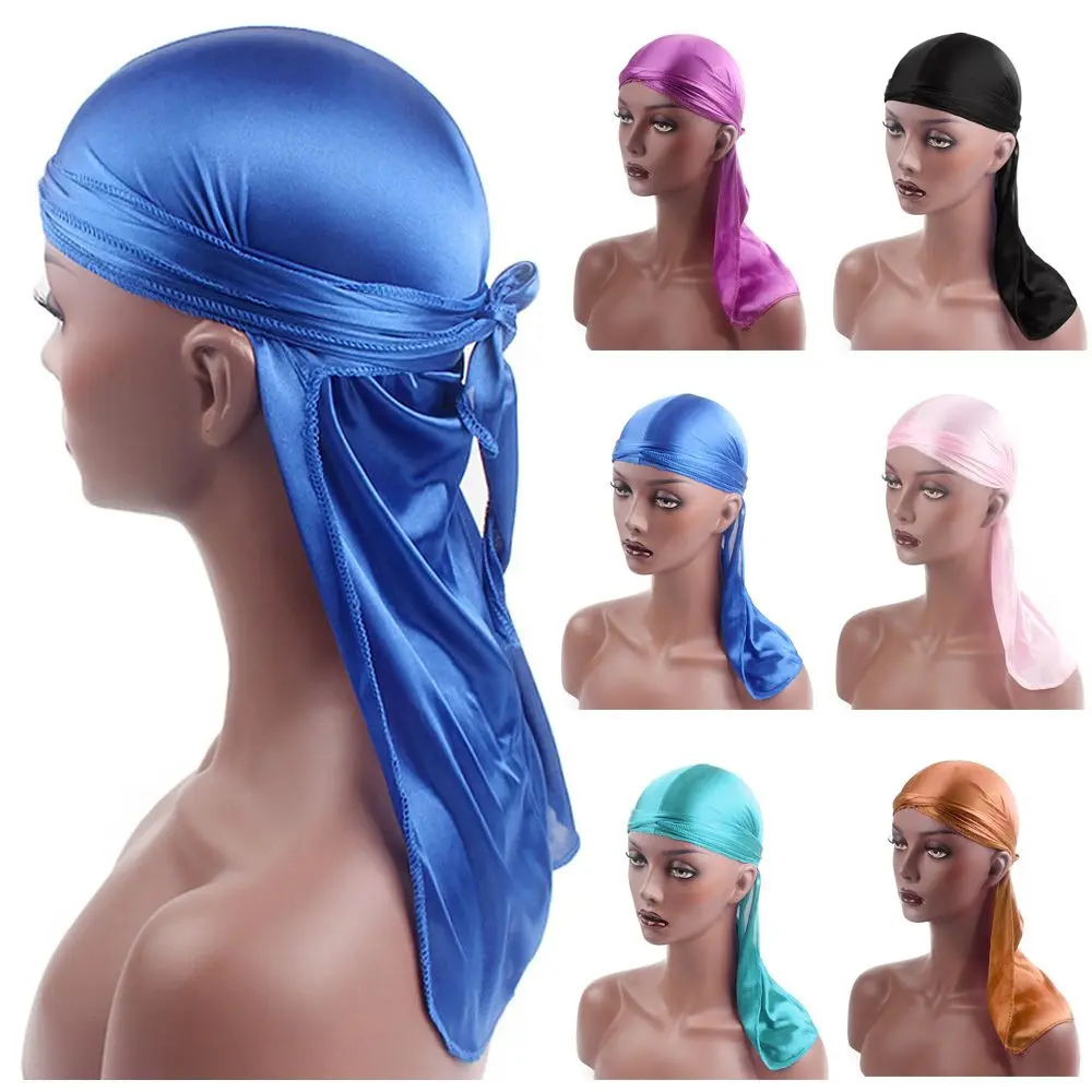 Elastico Uomo Donna Berretto Chemio Pre-Legato Copricapo Turbante Hijab Cappello Pirata Bandana Silk Durag