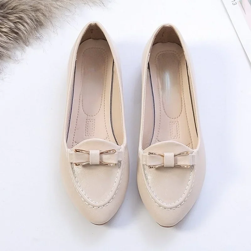 New Fashion Women'S Tinta Unita Flat Ballet Bowknot Lazy Mocassini Light Casual Slip-On Shoes Sciarpa Donna