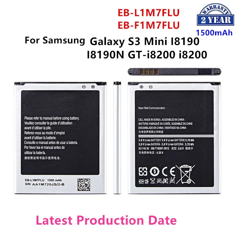 Nuovissima Batteria Eb-L1M7Flu Eb-F1M7Flu 1500Mah Per Samsung Galaxy S3 Mini Gt-I8190 I8160 I8190N Gt-I8200 S7562 G313 Wo