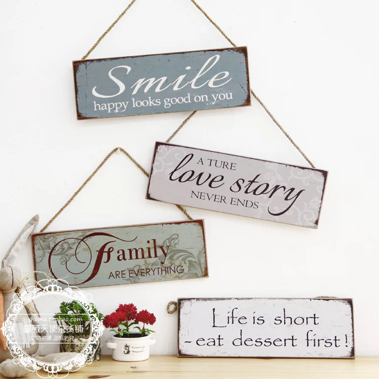 35*12Cm, Unici Negozi Di Abbigliamento Retrò Caffè Americano Europeo Elencato Decorativo Soggiorno Porta Ornamento Pendente Piatto Appeso