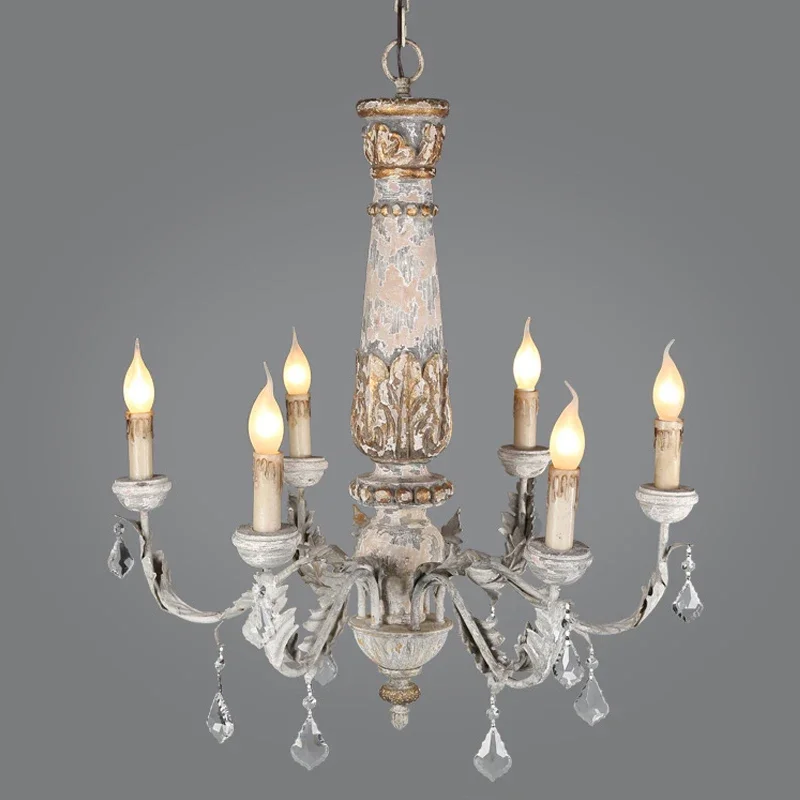Lampadario Di Cristallo In Legno Vintage Lampadario Lustre Cristal Led Avize Art Deco Lampadari Soffitto Nordic Home Decor Lighting